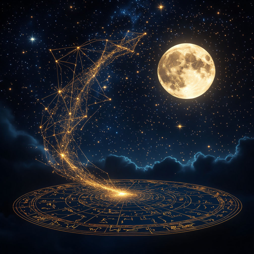 Minimalistische Darstellung von Uranus in Bewegung, stilisierte Linien